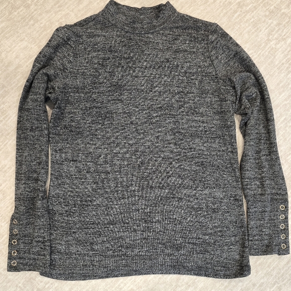 ELLA Rafaella Mock Neck Snap Cuff Top - Picture 1 of 5